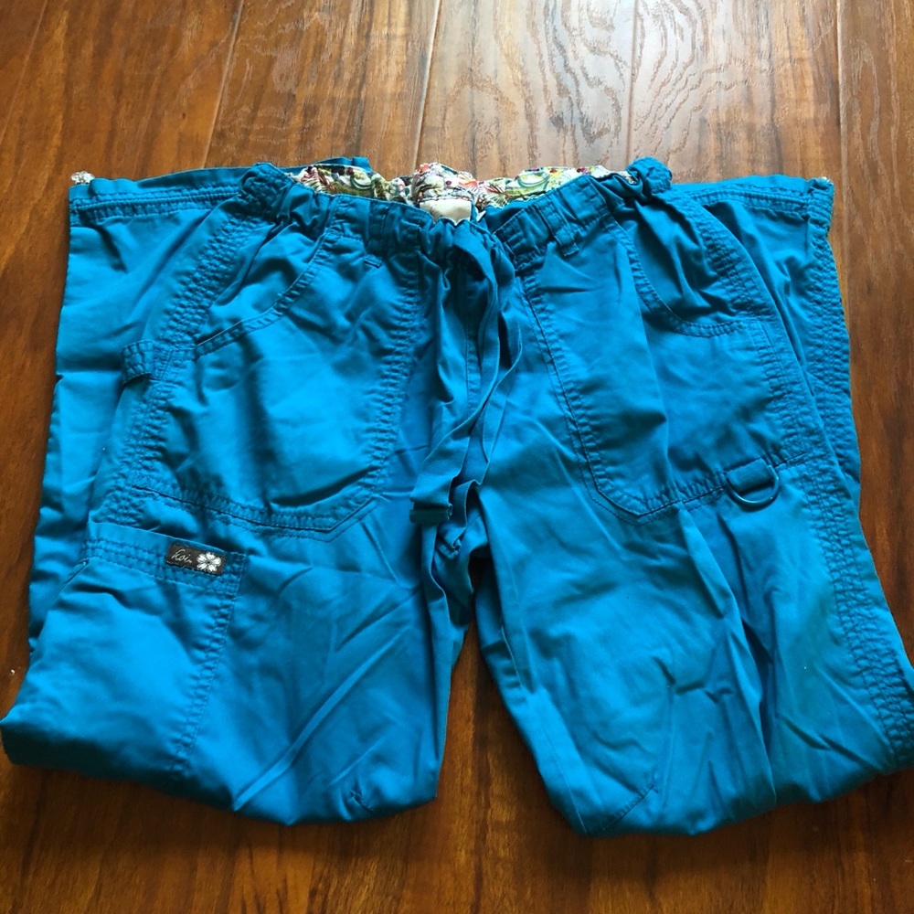 Koi blue cargo scrubs